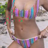 Printed Stripe Crochet Scrunch Moderate Bottom