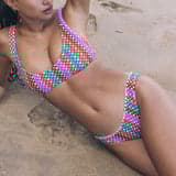 Printed Stripe Crochet Scrunch Bralette