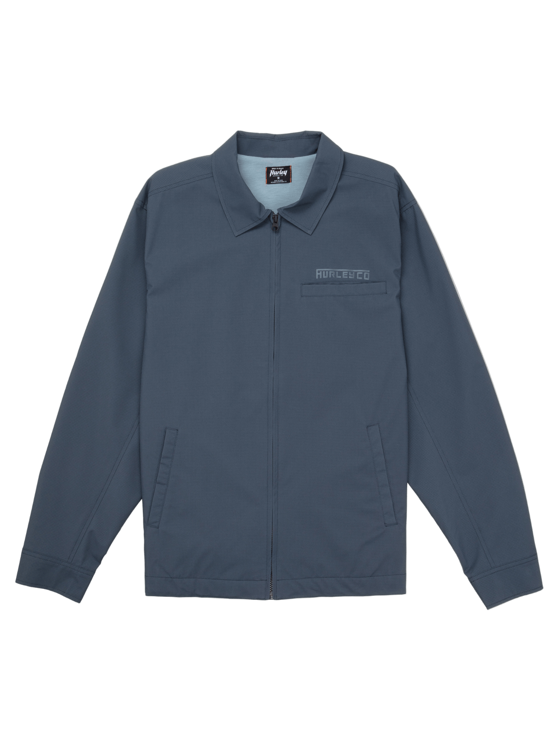 Blue jacket with brand logo on a white background