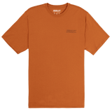 Orange t-shirt with a brand logo on a white background