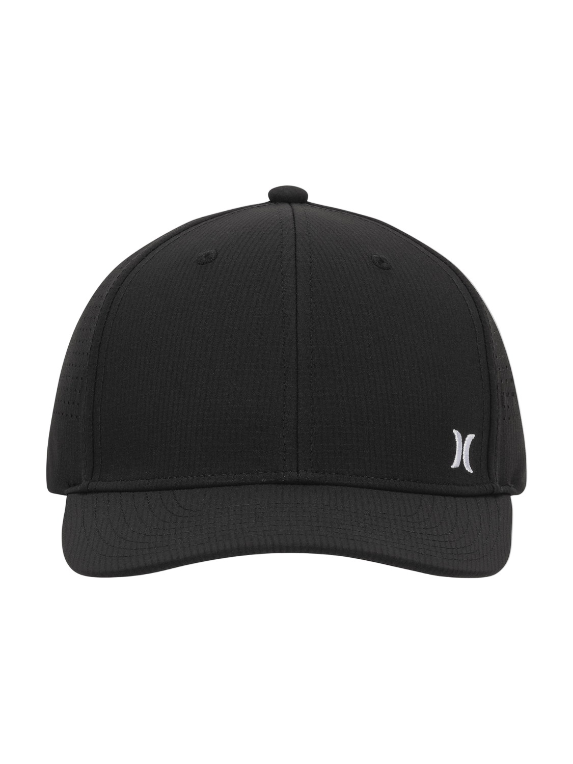 Black cap with a logo on a white background
