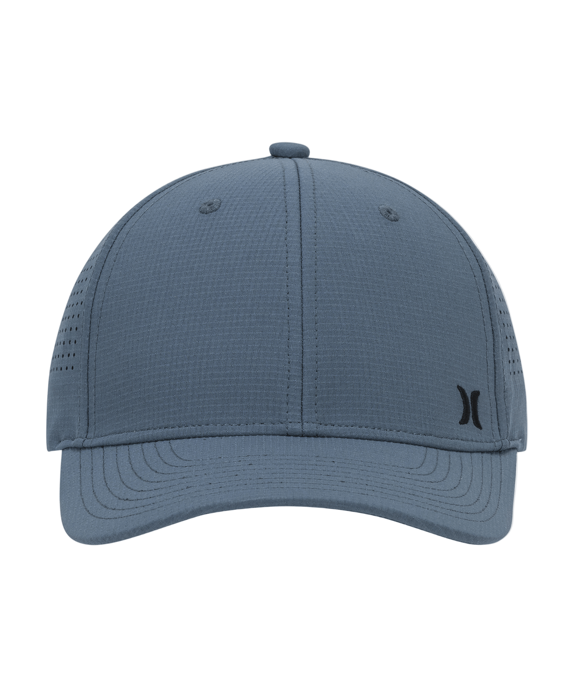 Blue cap with a brand logo on a white background