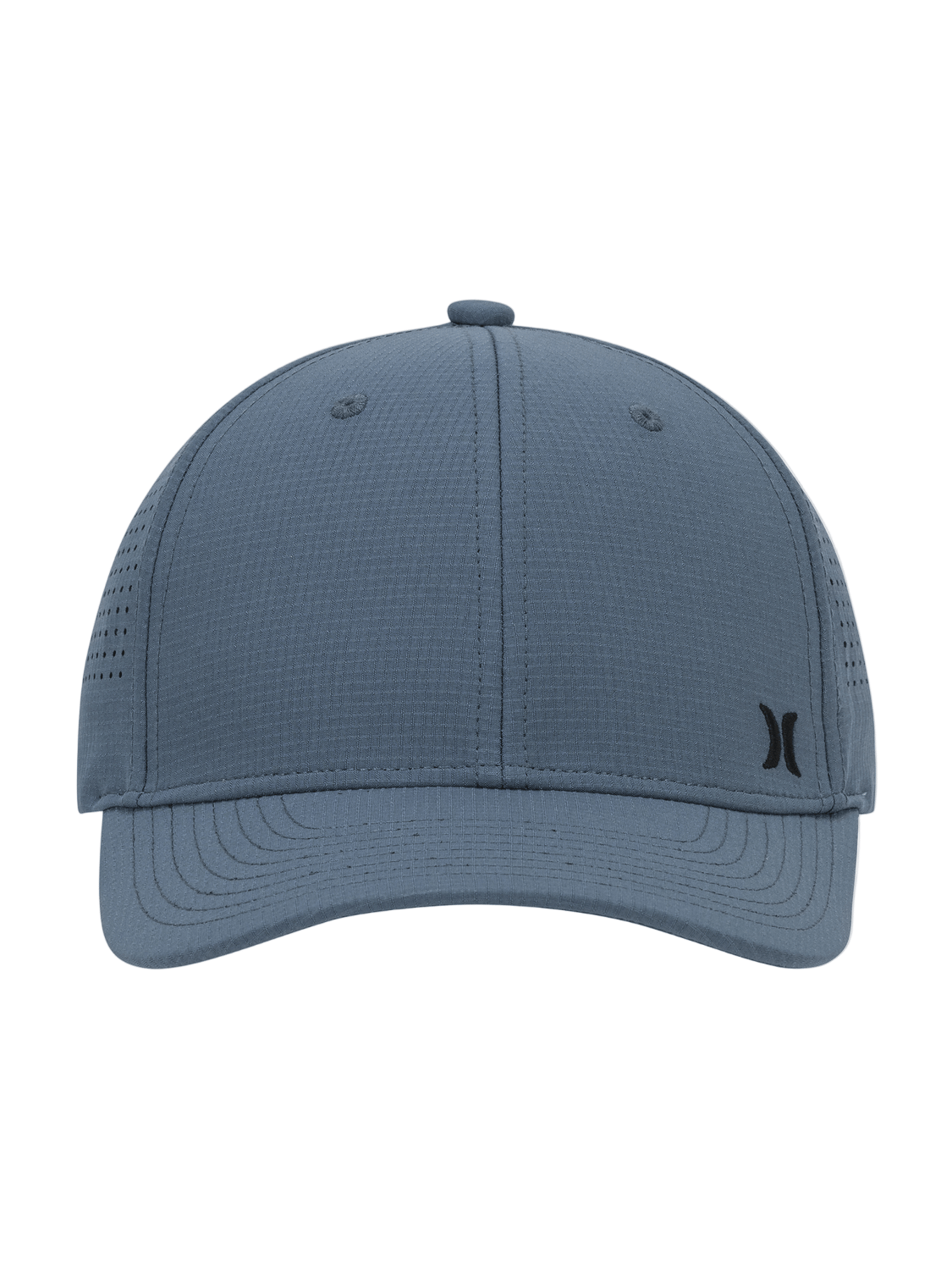Blue cap with a brand logo on a white background