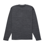 Black long sleeve crew neck sweatshirt laid out flat
