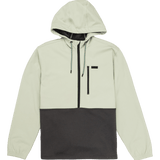 Light green and black hooded jacket on a white background