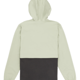Light green jacket with a black panel on a white background
