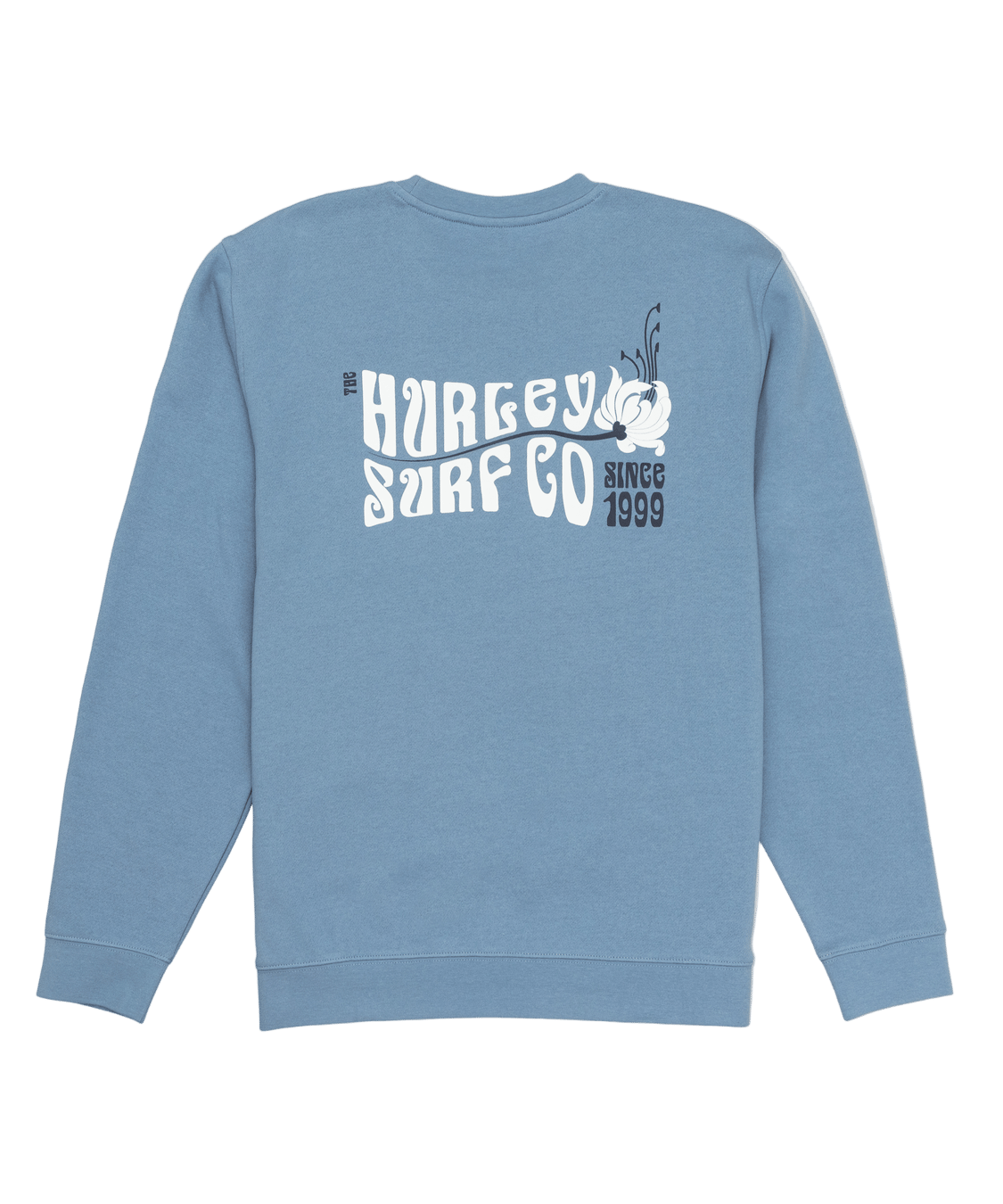 Blue sweatshirt with 'Burley Surf Co' logo on a white background