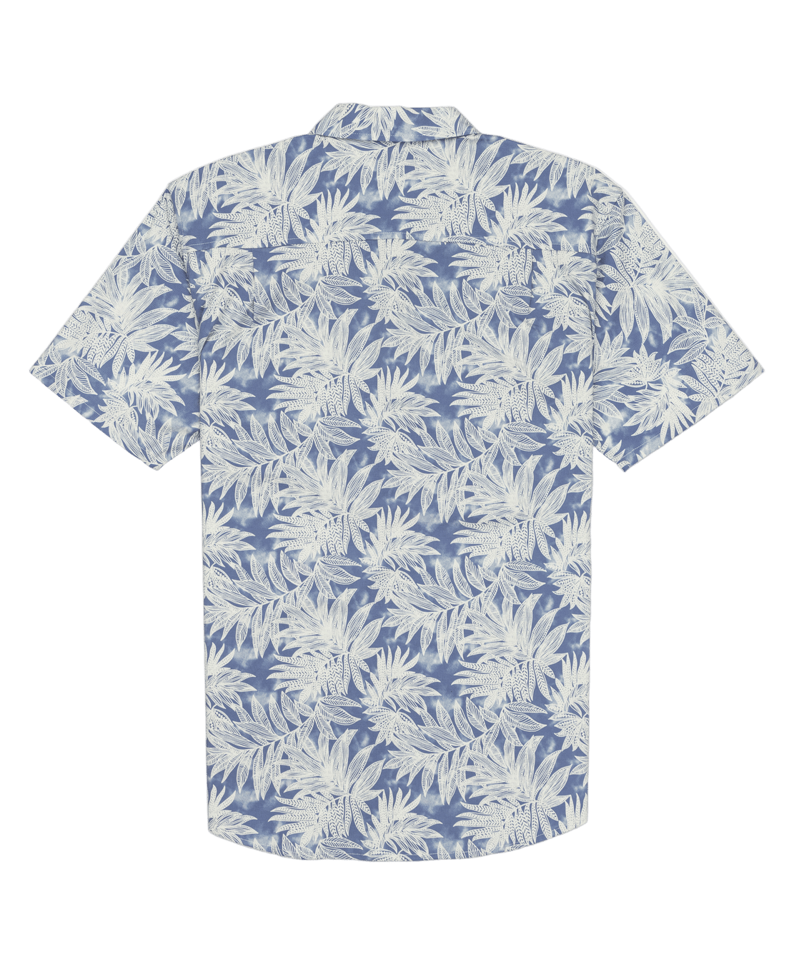 Short-sleeve shirt with a white floral pattern on a light blue background
