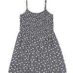 Black and white patterned dress on a white background