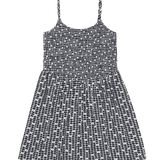 Black and white patterned dress on a white background