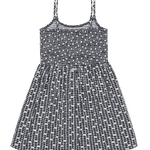 Black and white patterned dress on a white background